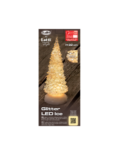 ALBERO NATALE GHIACCIO ACRILICO GLITTER LED ICE BIANCO CALDO/ BIANC...
