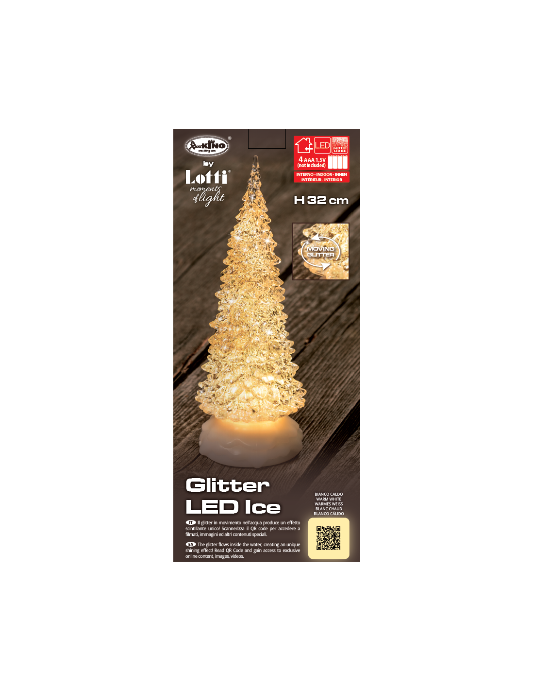 ALBERO NATALE GHIACCIO ACRILICO GLITTER LED ICE BIANCO CALDO/ BIANC...