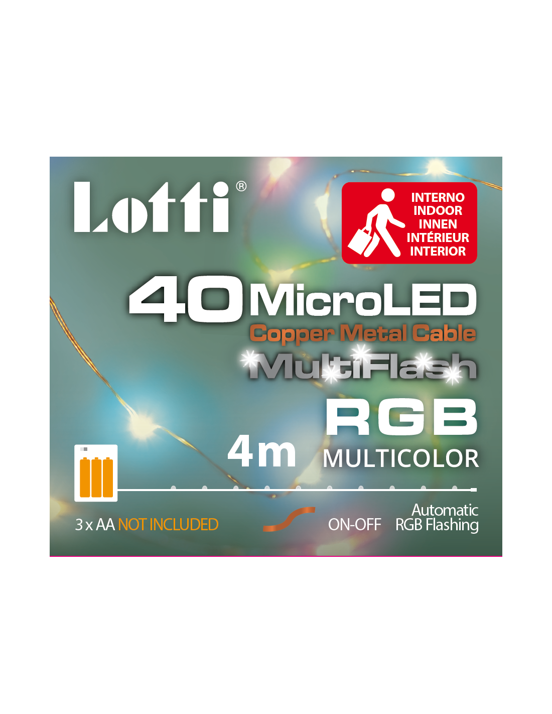 CATENA LINEARE 4M 40 MICROLED MULTIFLASH RGB Ø1,5MM, VERSIONE PDQ, ...