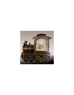 LOCOMOTIVA TRENINO L18CM DECORATA GLITTER LED BIANCO CALDO IN PLAST...