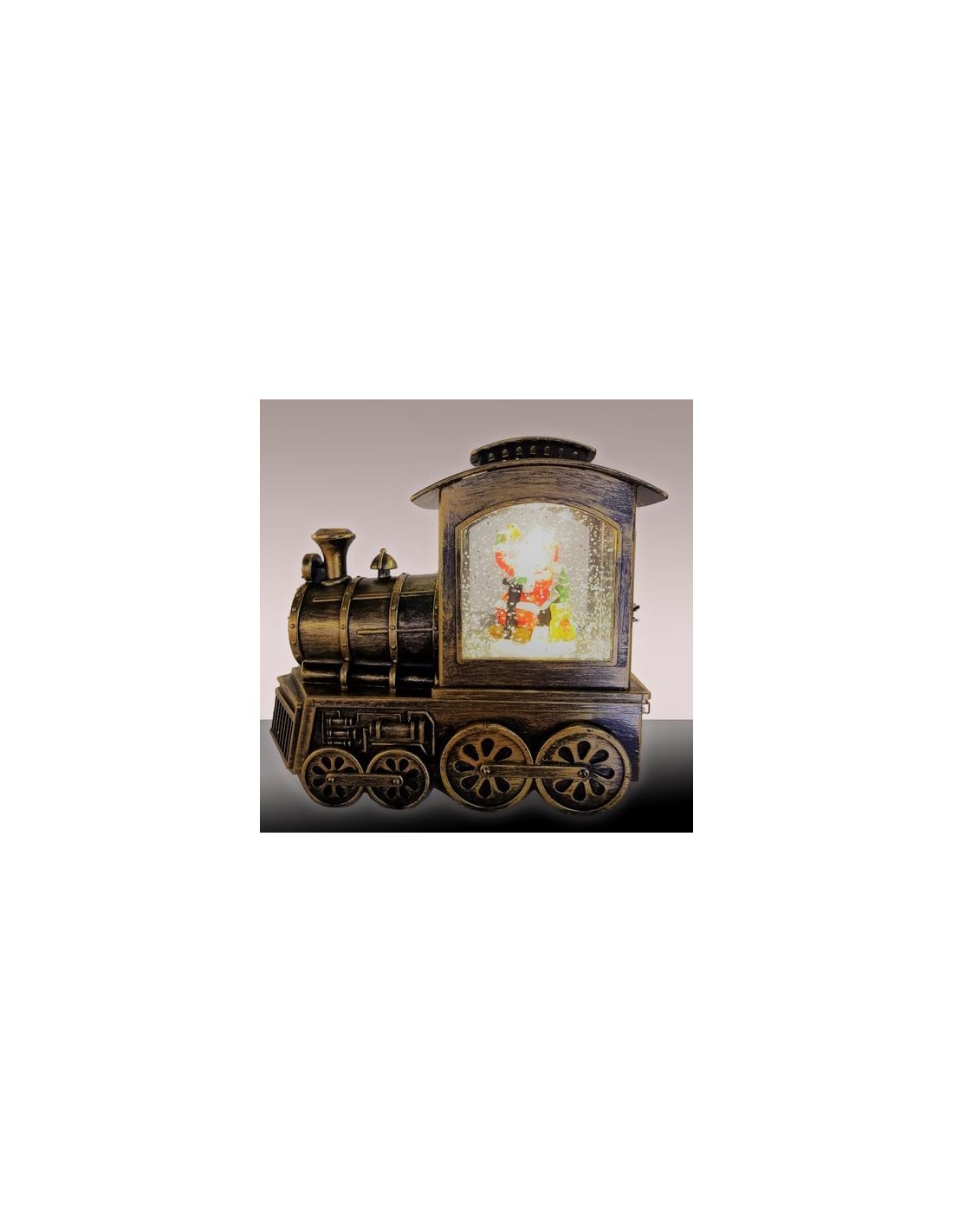 LOCOMOTIVA TRENINO L18CM DECORATA GLITTER LED BIANCO CALDO IN PLAST...