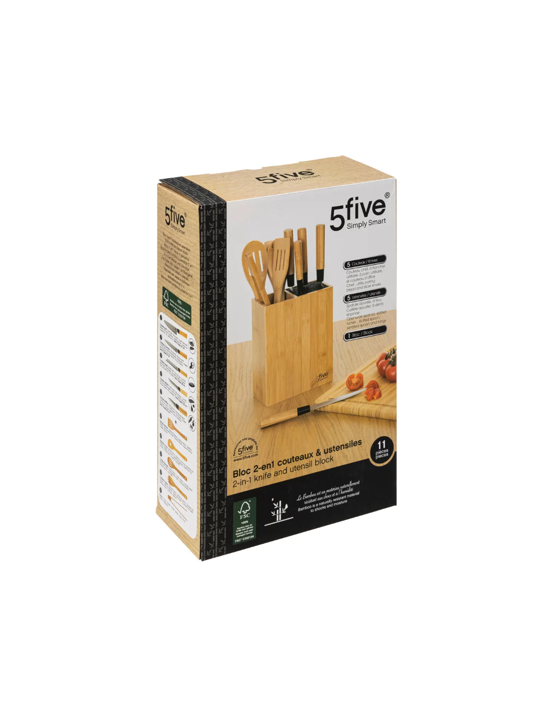 SET UTENSILI CUCINA 189690 BAMBOO CON COLTELLI