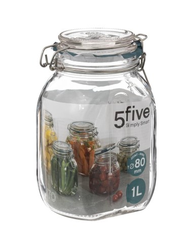 5five vaso di vetro Jarro trasparente 1 L, adatto microonde