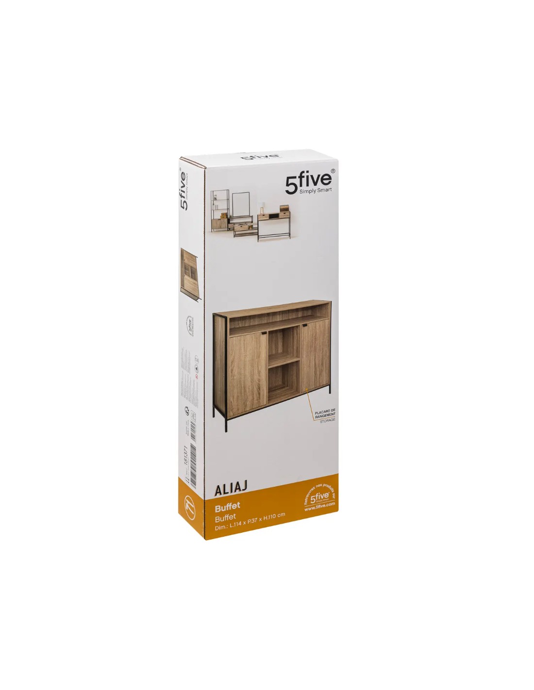 CREDENZA 181371 ALIAJ 2ANTE 114X37X110CM EFFETTO ROVERE NATURALE