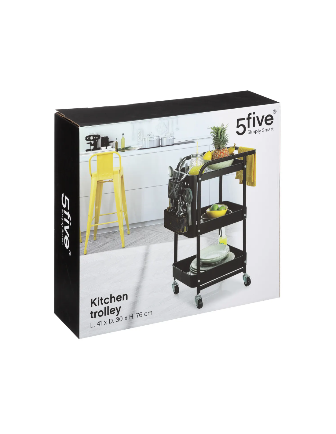 CARRELLO 167740 3 PIANI METALLO 51X30X76CM NERO