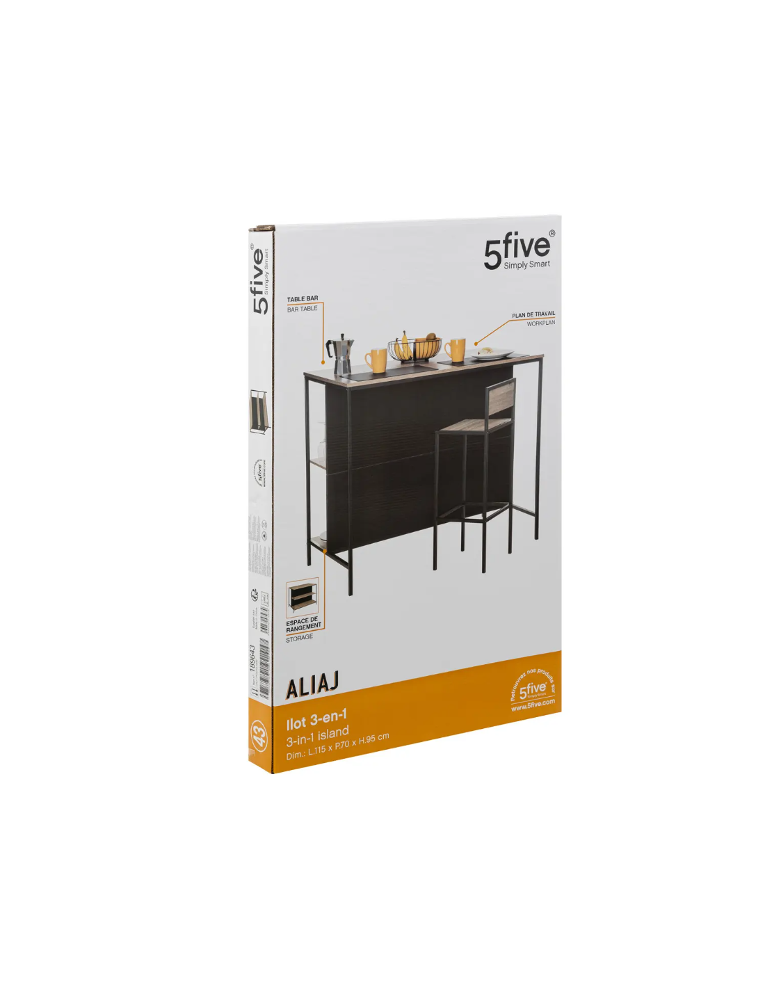 MOBILE BAR 189643 ALIAJ 115X70X95CM NERO