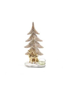 Portacandele Natalizio in Resina 1 Fuoco 29,5x15x8cm di Natale - La Magia di Natale a casa tua