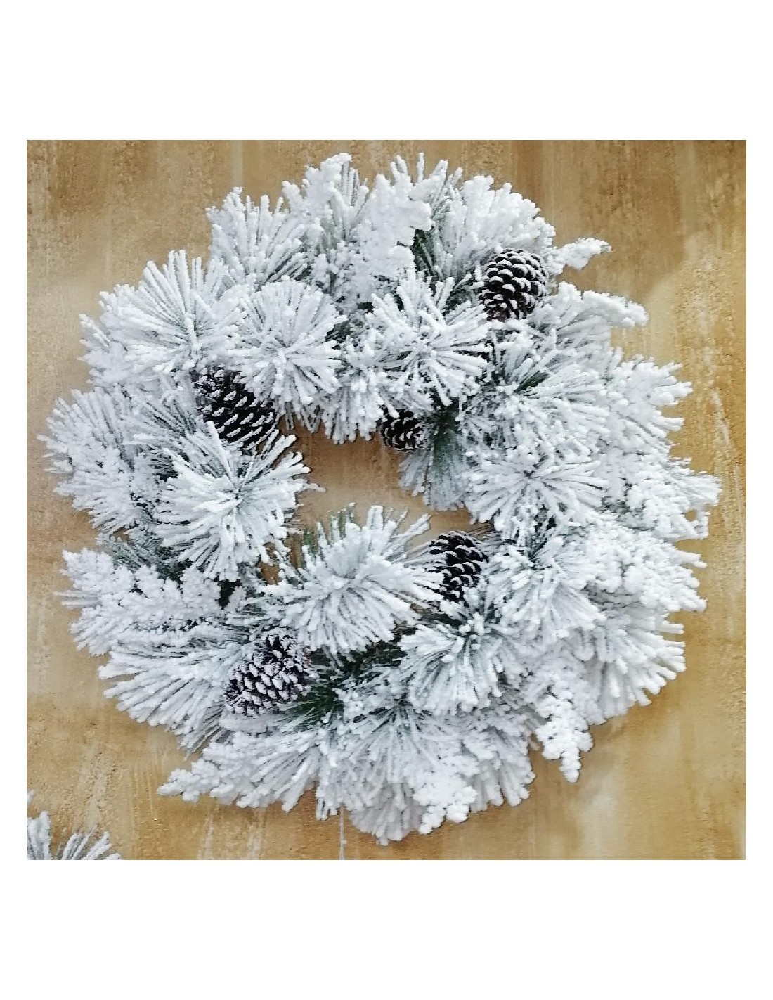 Dietroporta di Natale innevato Chamonix 40 cm con pigne, decorazione festiva elegante, La magia di natale per porte e ingressi