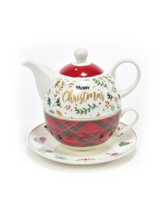 Set Teiera Tartano Rossa da 400ml in Scatola Regalo - La Magia di Natale a casa tua