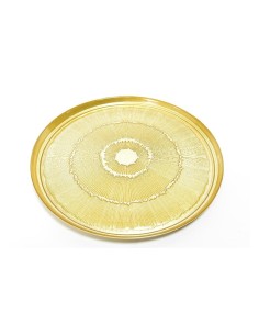 VASSOIO VETRO LINES ORO D33CM