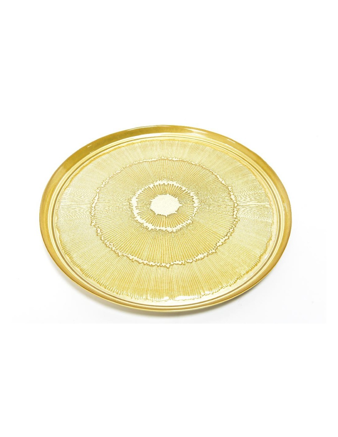 VASSOIO VETRO LINES ORO D33CM