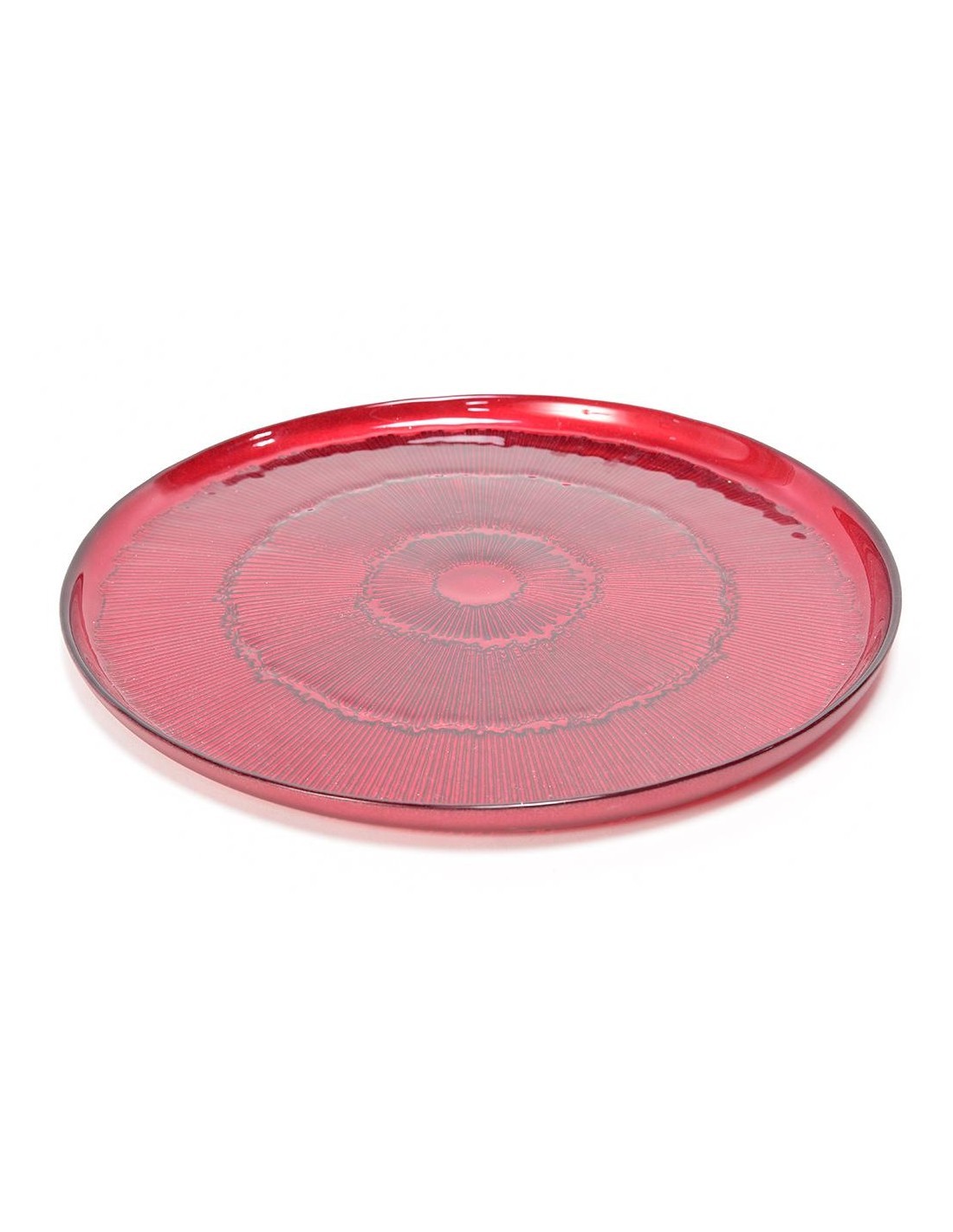 VASSOIO VETRO LINES ROSSO D33CM