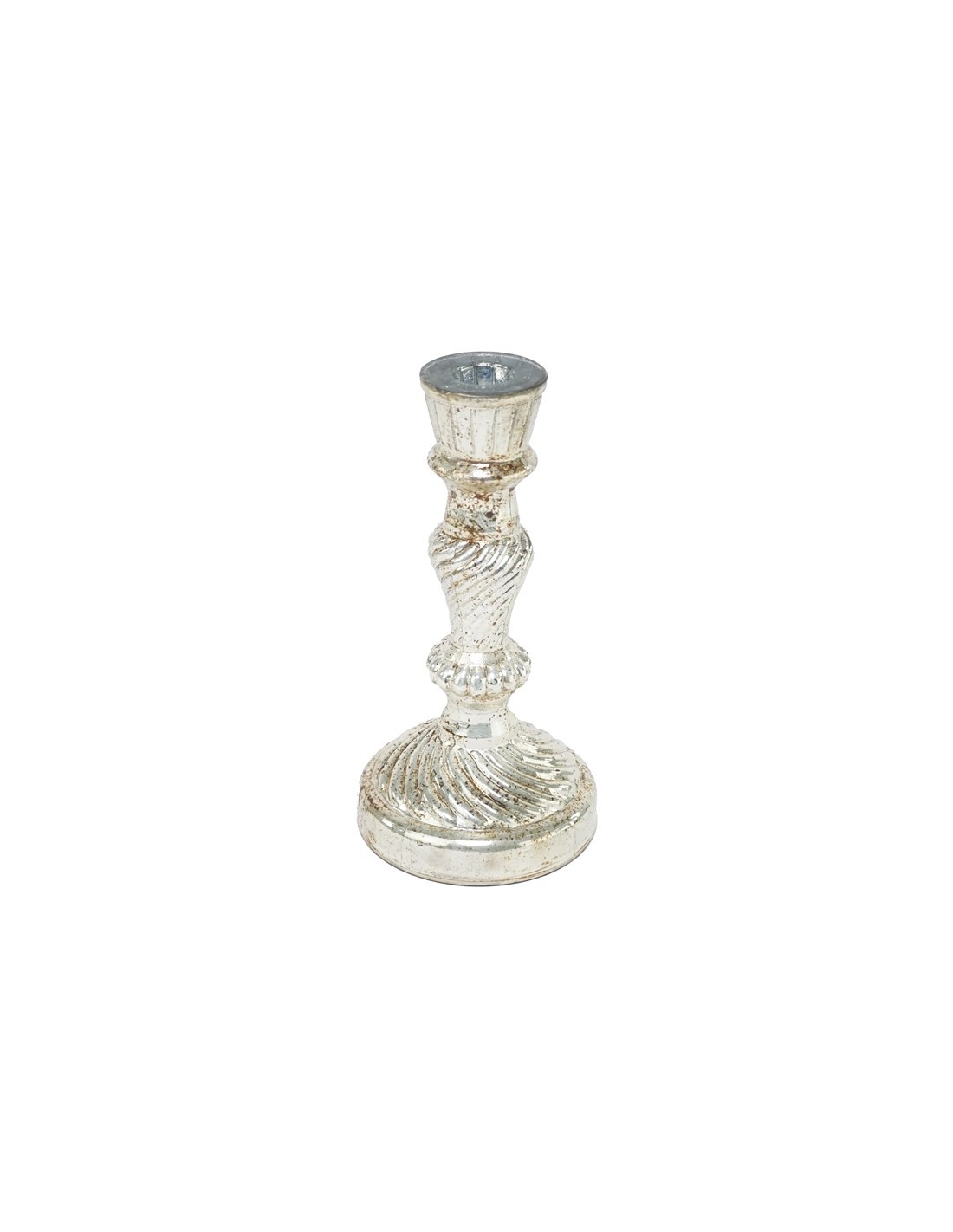 PORTACANDELA AVORIO ANTICO H.20CM VETRO