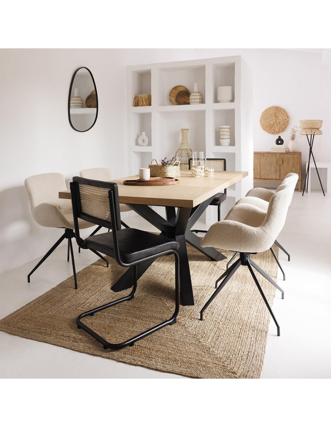 Atmosphera – Specchio Rosalia in metallo nero 55x75 cm