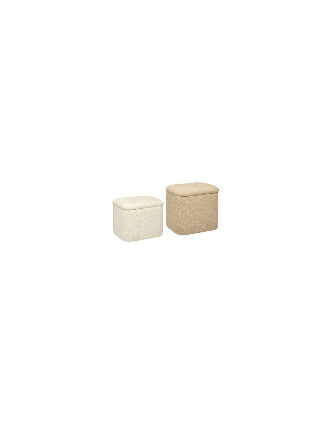 POUF 197354B 2 MIS MDF BEIGE 40X35X37,5CM