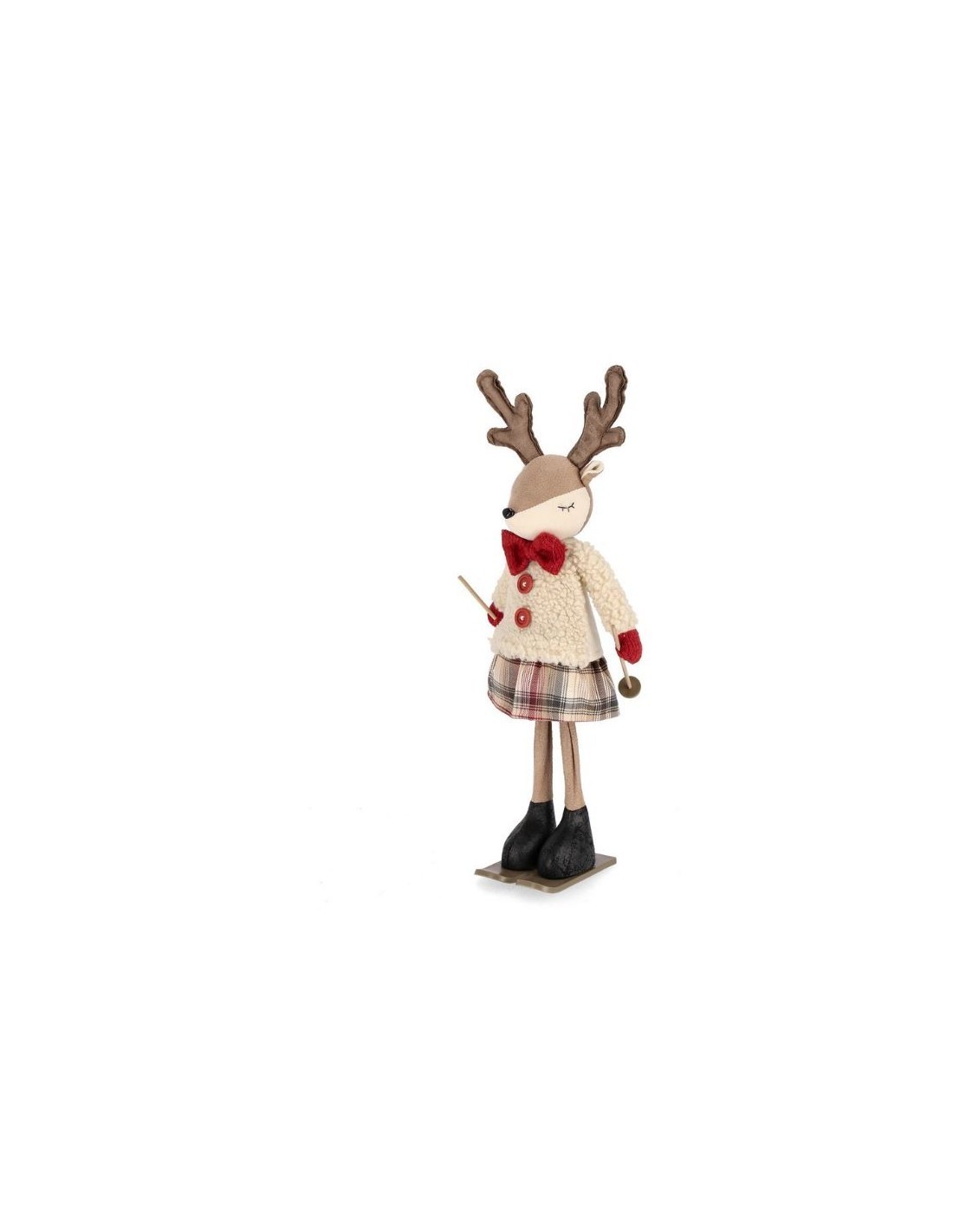 Renna di Natale Jonny con Gonna e Sci, 16x12x38cm, La Magia di Natale per Decorazioni Festive