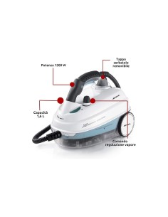Ariete 4146 XVapor Deluxe, Pulitore a Vapore Mobile, 5 Bar, 1500W, Autonomia 55 Min, Serbatoio 1,6L, Bianco
