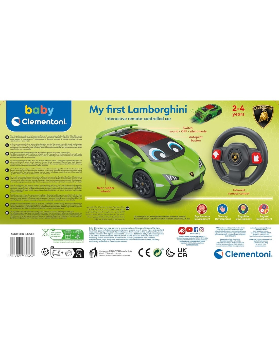 BABY CLEMENTONI RADIO COMANDO LA MIA PRIMA LAMBORGHINI GIOCO EDUCATIVO PER BAMBINI