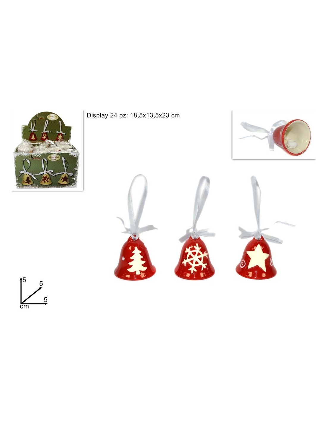 PENDENTE 31342 CAMPANELLA 5CM ROSSO ASSORTITO su TreG Ingrosso