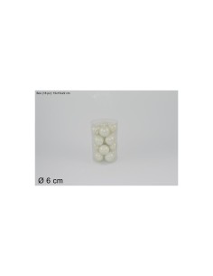 CONF 16 SFERE 59169 VETRO 6CM B.CO PERLA su TreG Ingrosso