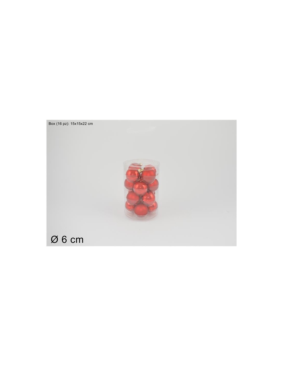 CONF 16 SFERE 59174 VETRO 6CM ROSSO (0258) su TreG Ingrosso