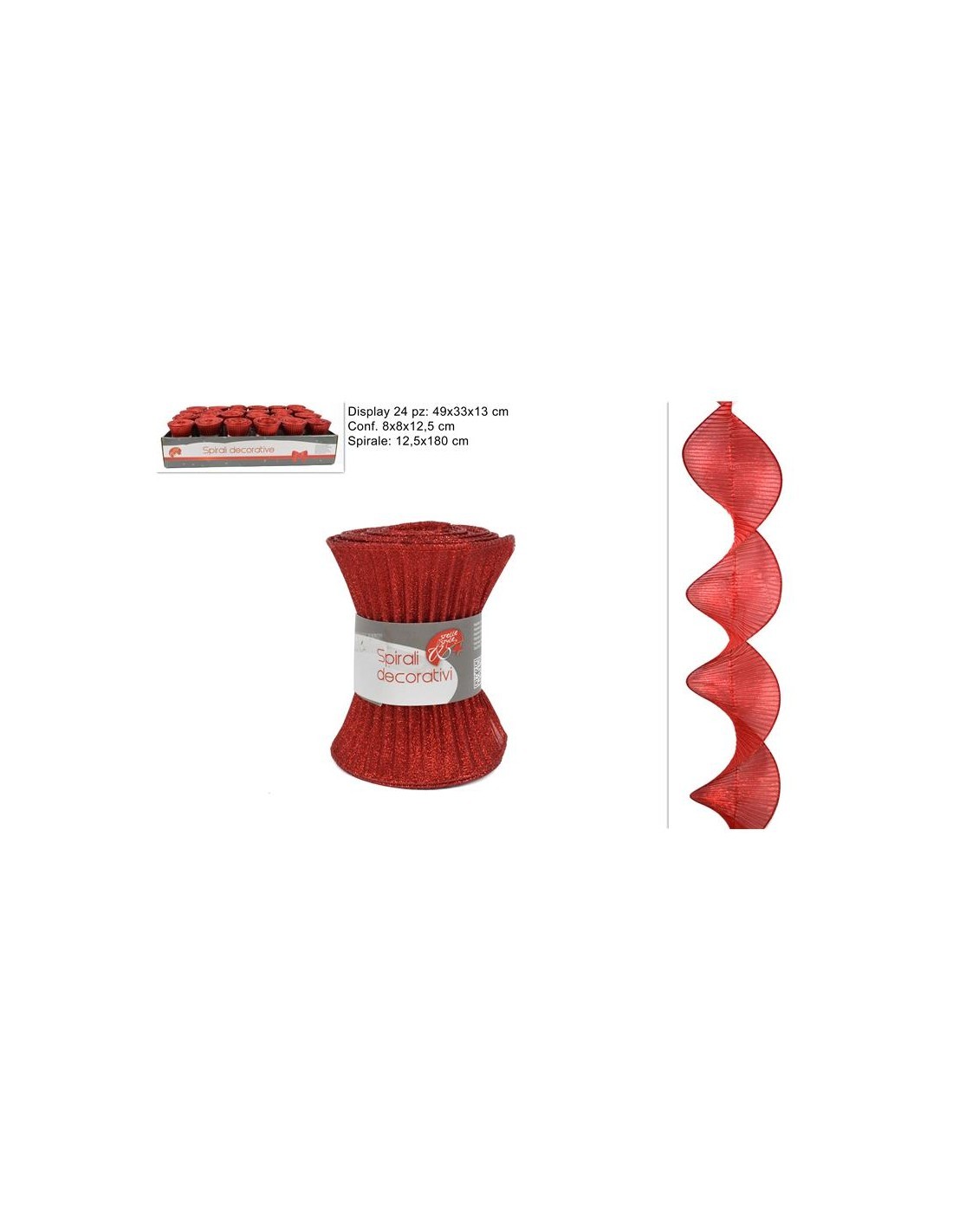 DECORAZIONE TESSUTO SPIRALE 12.5X180CM ROSSO HJ2017-1694-12.5 su Tr...