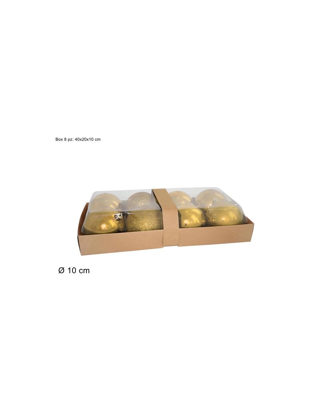 CONF 8 SFERE 10CM LUCIDO/OPACO ORO su TreG Ingrosso