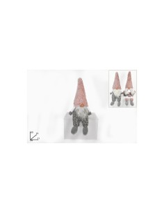GNOMO NATALE SEDUTO CAPPELLO ROSA 50CM (0600) su TreG Ingrosso