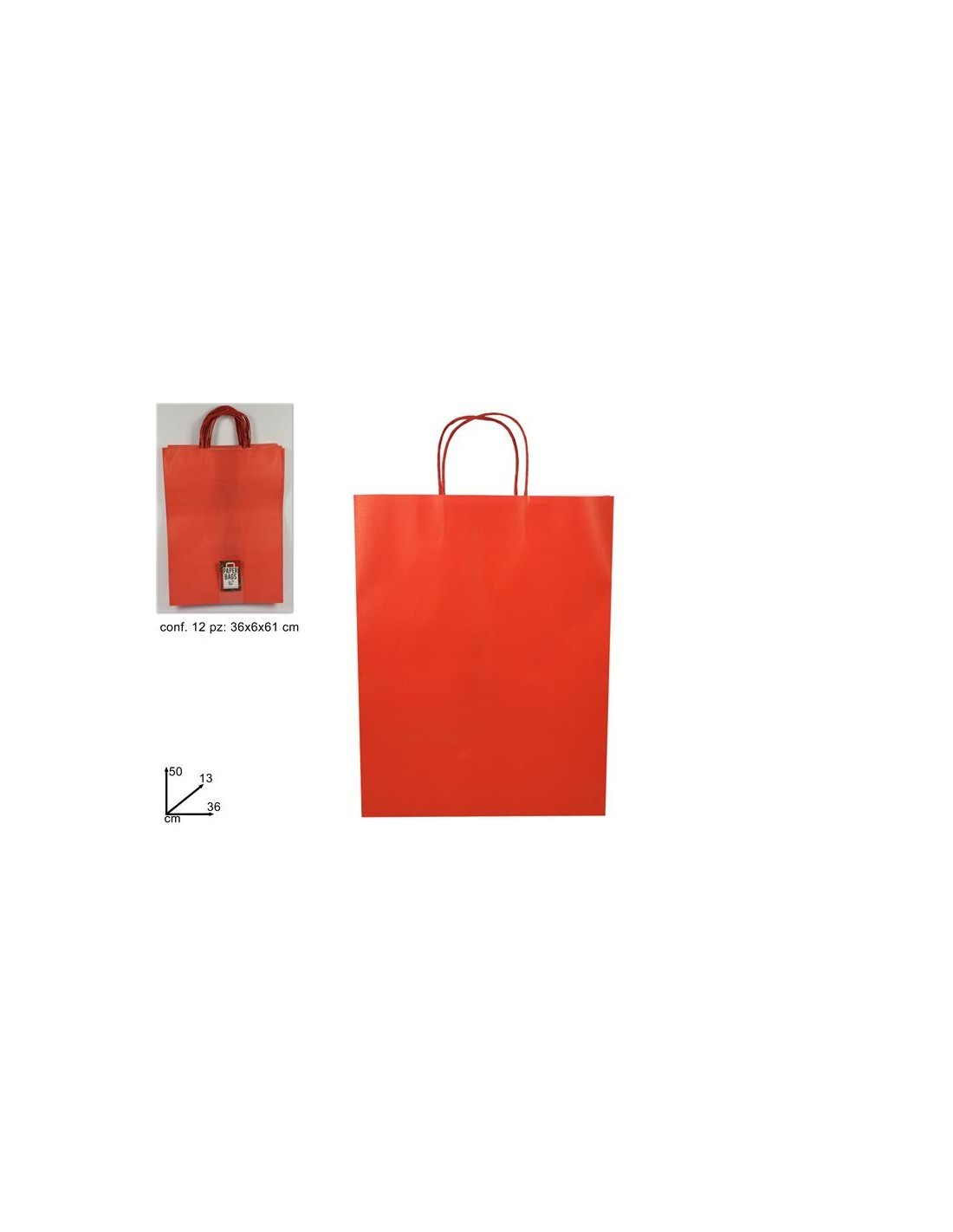 BUSTA REGALO 84682 ROSSO 50X13X36CM (0038) su TreG Ingrosso