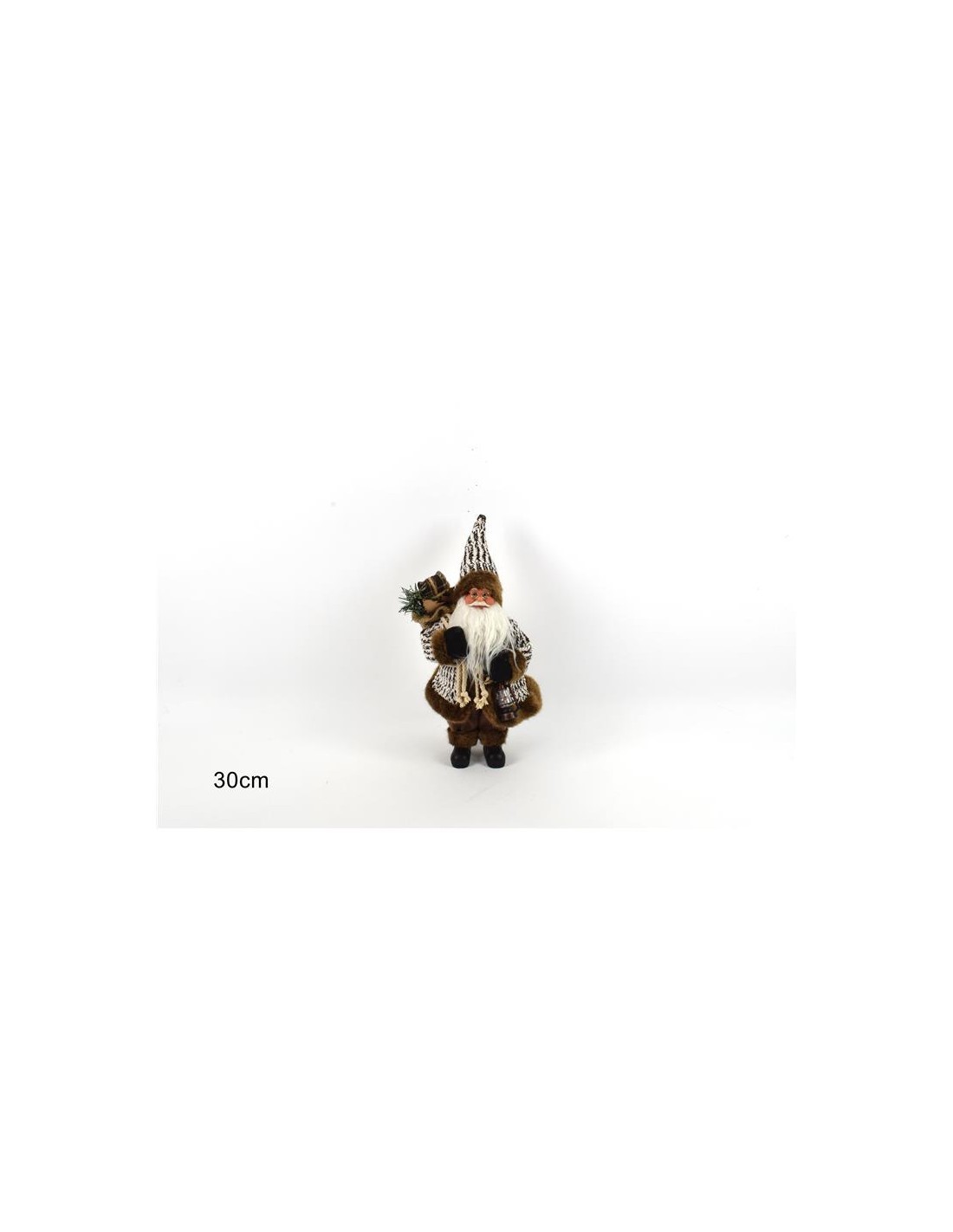 BABBO NATALE CON CAPPOTTO PELLICCIA 30CM LENTERNA E PACCHI su TreG ...