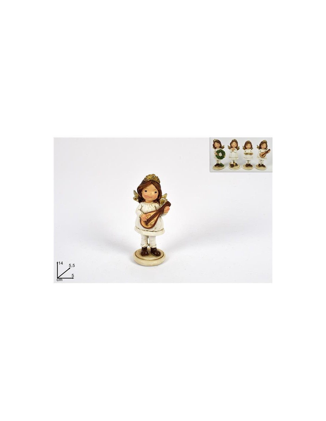 ANGELO C/CORONA BIANCO GLITTER 14 CM 4 ASS A203353/4-1 su TreG Ingr...
