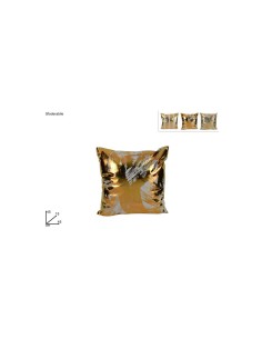 CUSCINO SFODERABILE 45X45CM ORO LAMINATO SU BIANC 3AS HJ21-PC9007/1...
