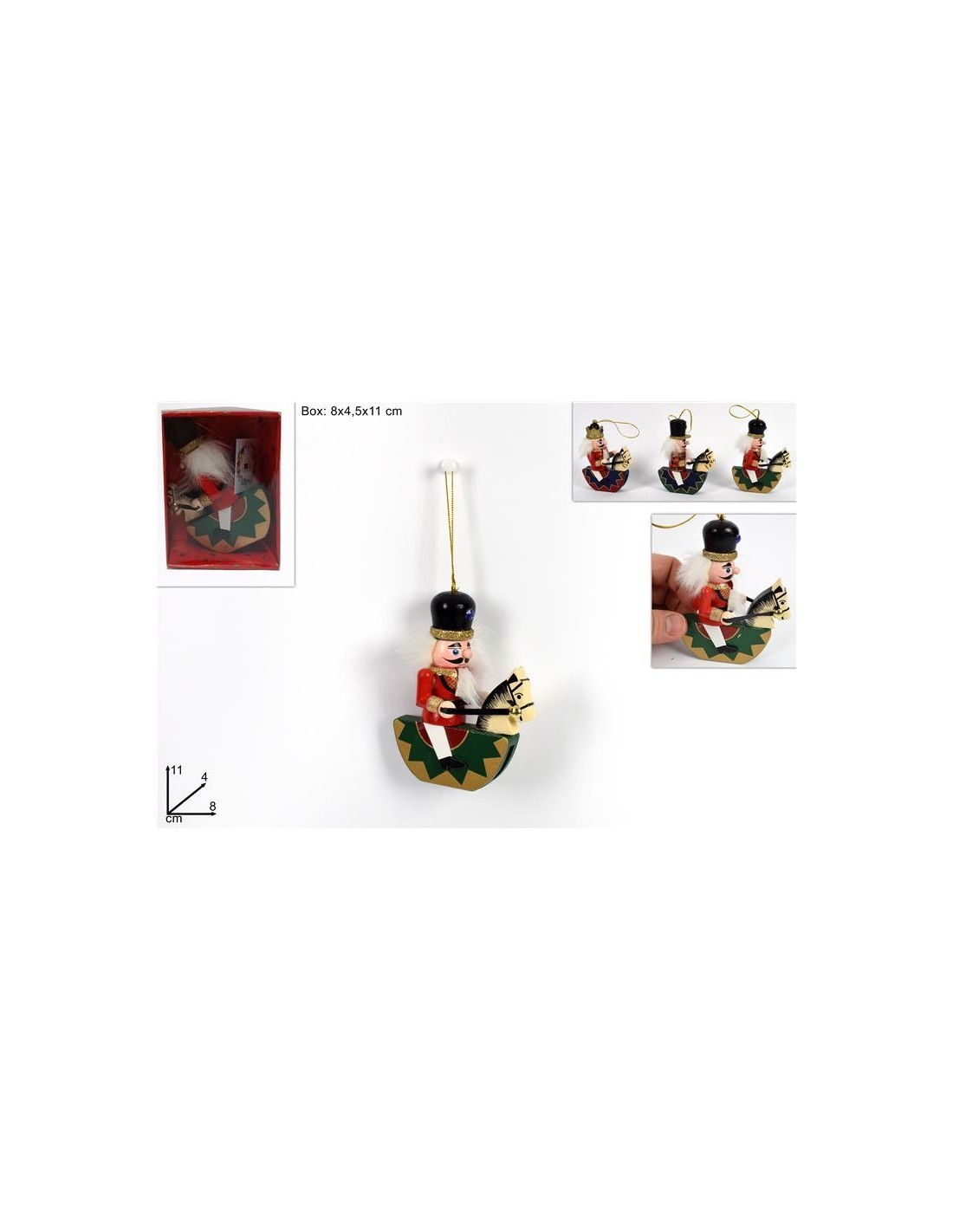 PENDENTE SOLDATO SU CAVALLUCCIO 11CM LEGNO ASSORTITO su TreG Ingrosso