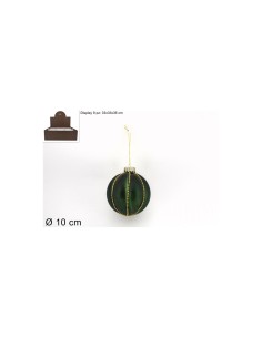 SFERA VETRO 10CM VERDE OPACO C/FILO PERLINE ORO su TreG Ingrosso