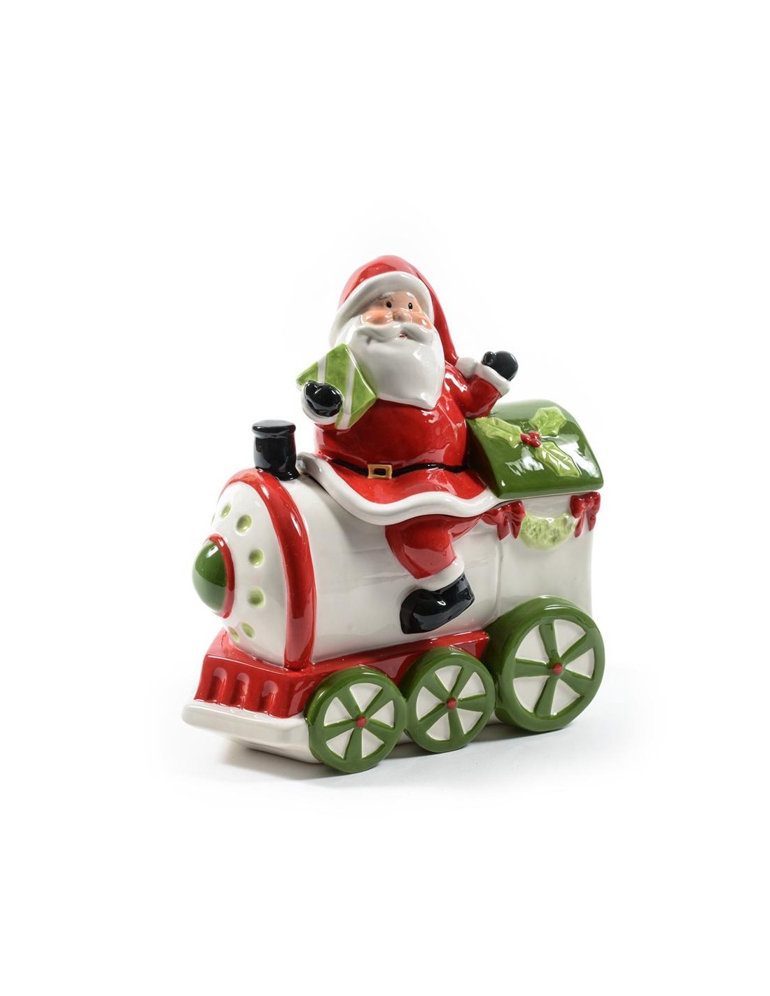 Biscottiera di Natale Treno in Ceramica 23x14x26 cm - La Magia di Natale sulla tua tavola