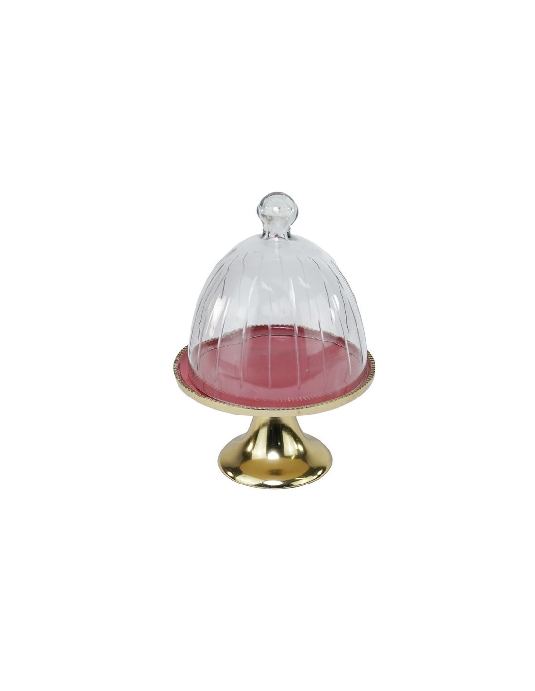 ALZATA ROSSO/ORO D19X28CM ALLUMINIO/VETRO