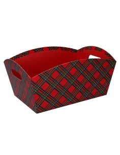 CESTA 938187 CARTONE ROSSO SCOZZESE 27X14X15CM