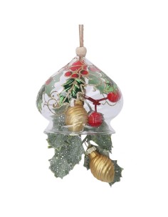 PENDENTE 635896 CAMPANA VETRO 8X15CM AGRIFOGLIO