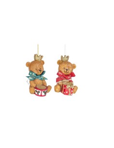 Pendente di Natale Orso Debra, Assortito, 5x6x8cm, La Magia di Natale per Decorazioni Festive