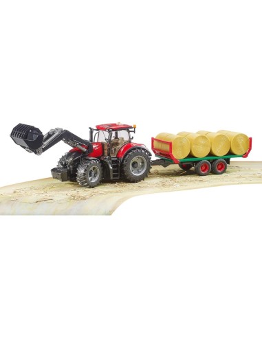 TRATTORE CON BENNA E RIMORCHIO PORTA BALLE 03198 BRUDER SPIELWAREN ...