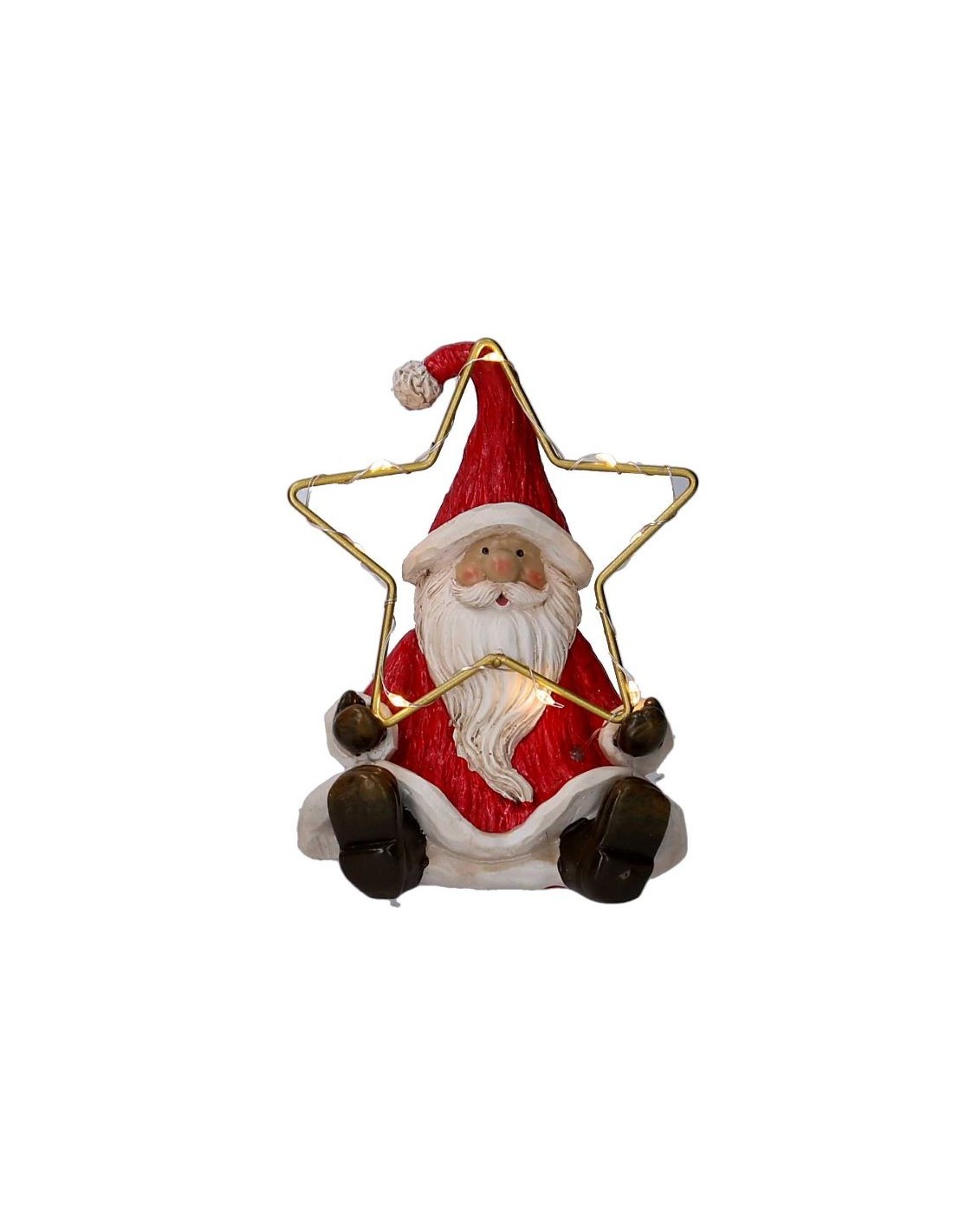 BABBO NATALE RESINA CON STELLA LED H13CM