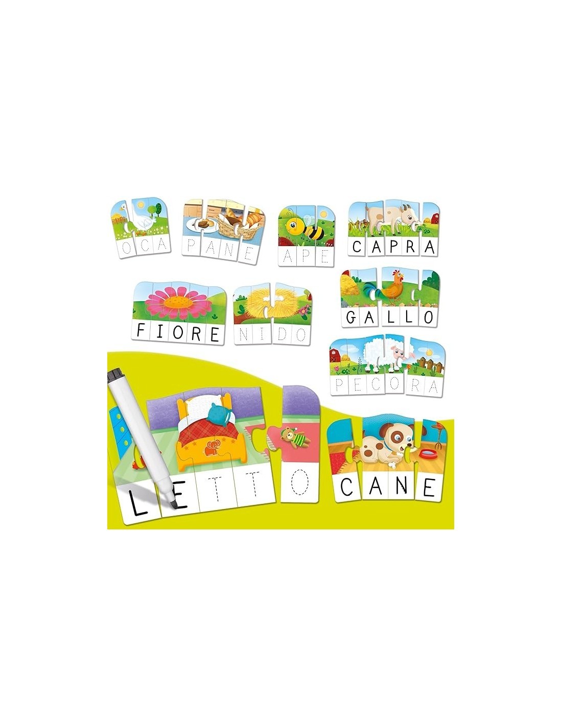 Carotina Gli Utilissimi Le Prime Parole, Associa Lettere e Disegni, Metodo Didattico Efficace, Tessere Autocorrettive