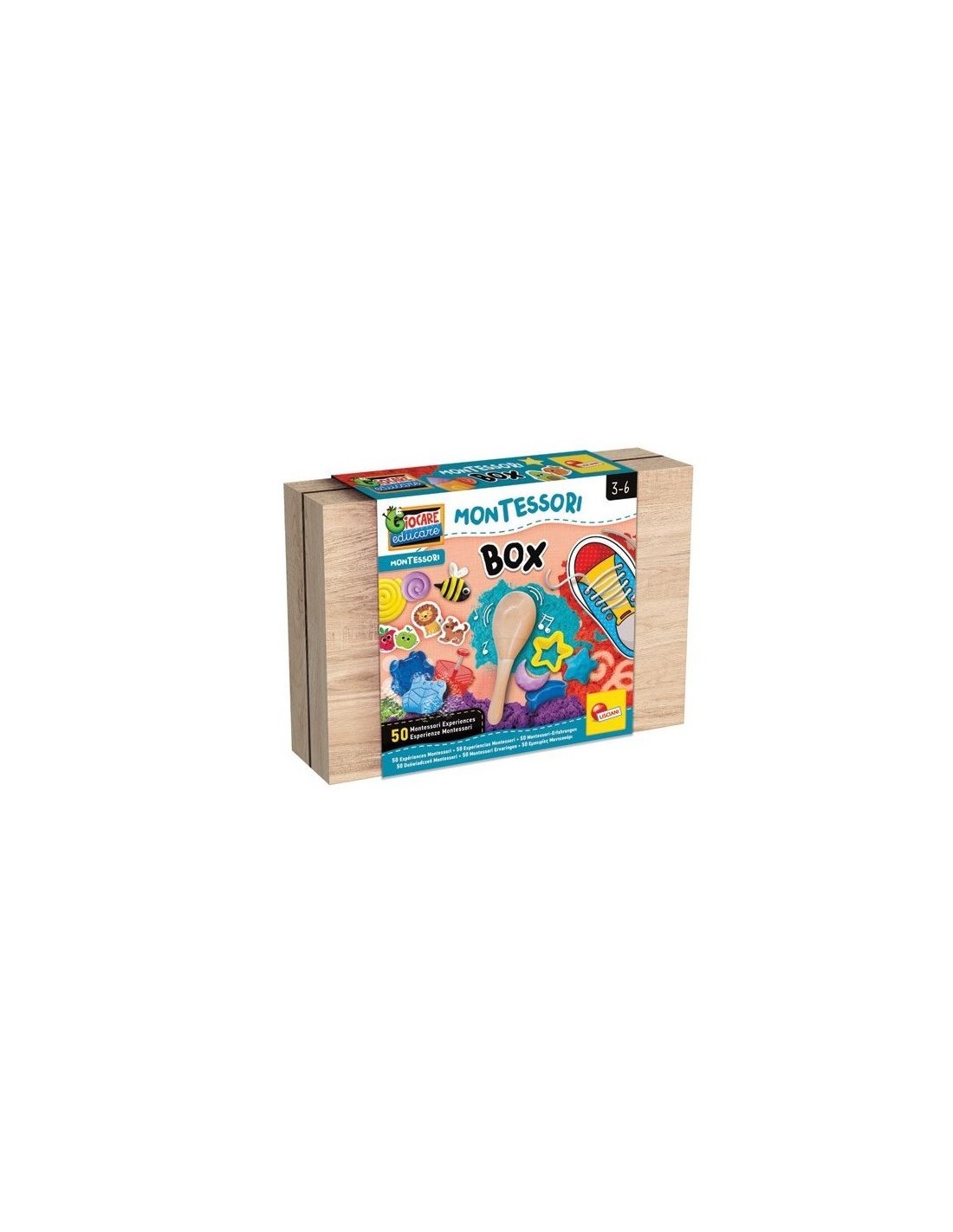 Montessori Work-box, 50 Esperienze, Scatola in Legno, Esperienze Sensoriali, Attività Educative - Lisciani Giochi