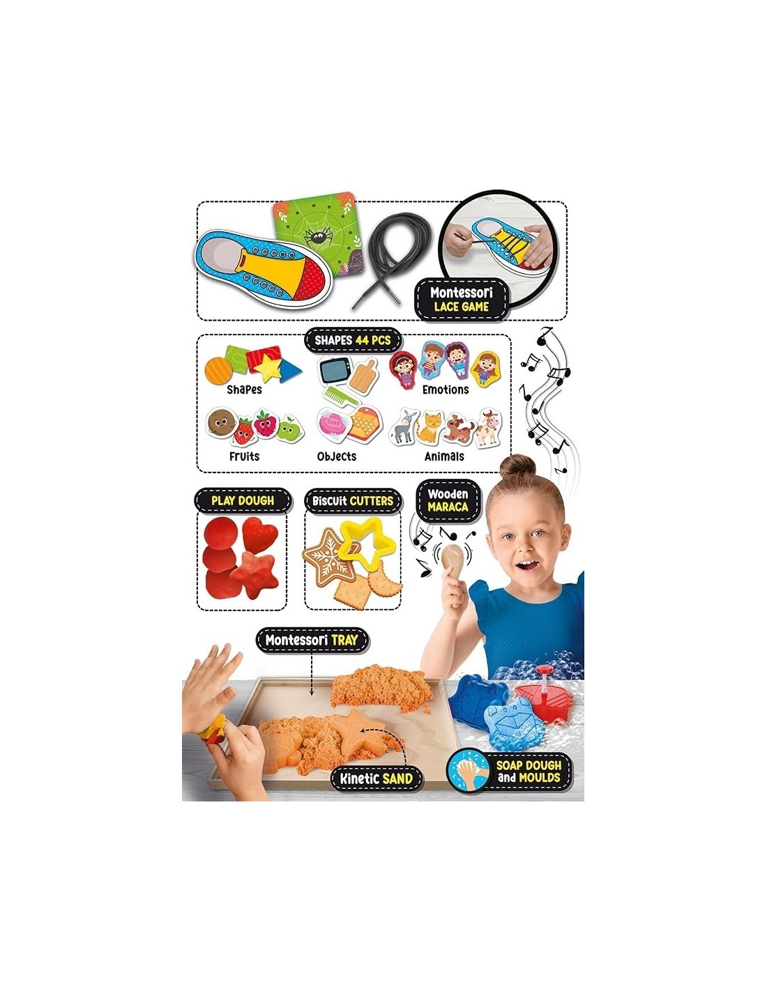 Montessori Work-box, 50 Esperienze, Scatola in Legno, Esperienze Sensoriali, Attività Educative - Lisciani Giochi