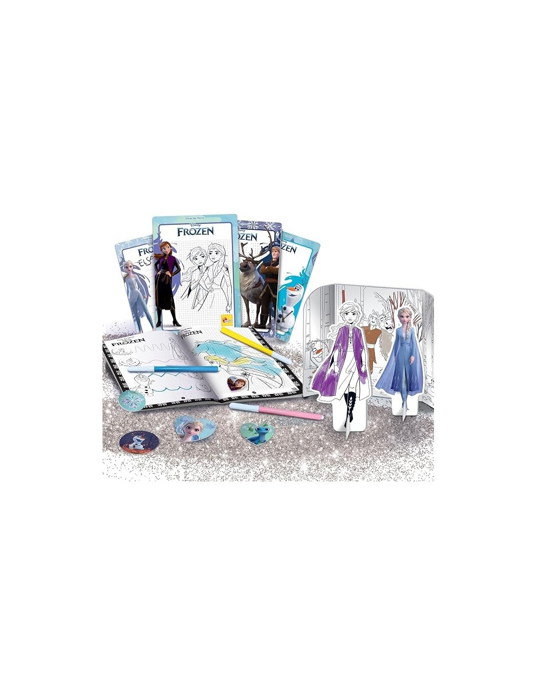 Frozen Coloring e Drawing School, Zainetto per Disegnare e Colorare, Anna e Elsa, Lavagnette, Manuale e Pennarelli, Multicolore