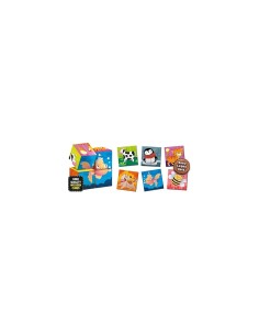 Montessori Cubi e Logica 3 in 1, Esercita la Logica, 4 Cubi in Legno, Puzzle Animali, 6 Cartelle, 18 Elementi Sagomati