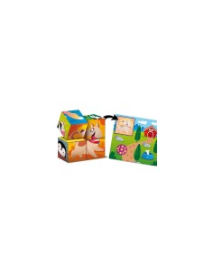 Montessori Cubi e Logica 3 in 1, Esercita la Logica, 4 Cubi in Legno, Puzzle Animali, 6 Cartelle, 18 Elementi Sagomati