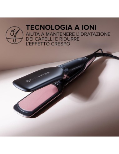 Bellissima Imetec XL ION – Piastra per Capelli Lisci, Piastre Larghe, Ionizzatore, Ceramica e Cheratina