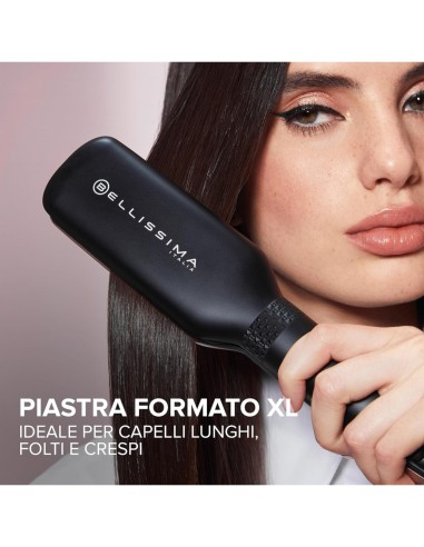 Bellissima Imetec XL ION – Piastra per Capelli Lisci, Piastre Larghe, Ionizzatore, Ceramica e Cheratina