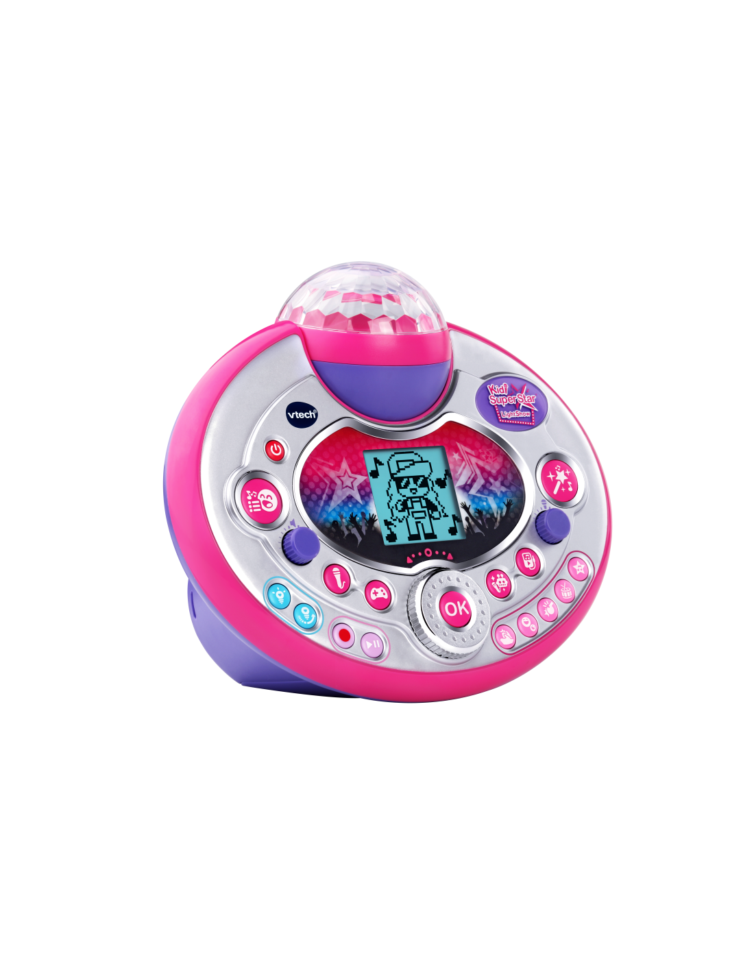 Karaoke Kidi Superstar Lightshow, Microfono Regolabile con Disco Ball Luminosa e Tecnologia Magic Voice, Karaoke per Bambini